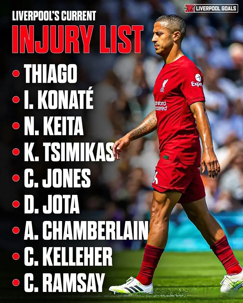 利物浦遭遇重大伤病，影响比赛